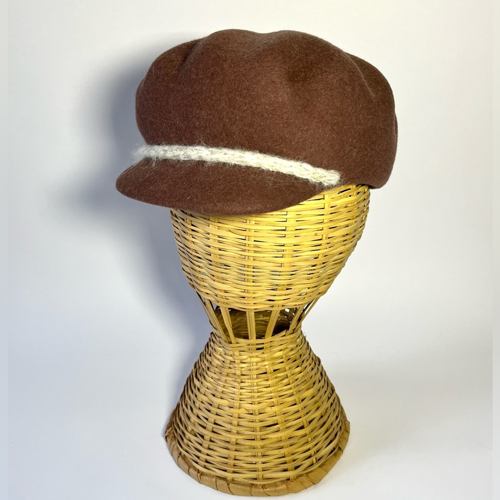 Vintage Galliano Sorbatti Women's Brown Wool Newsboy Flat Cap Hat